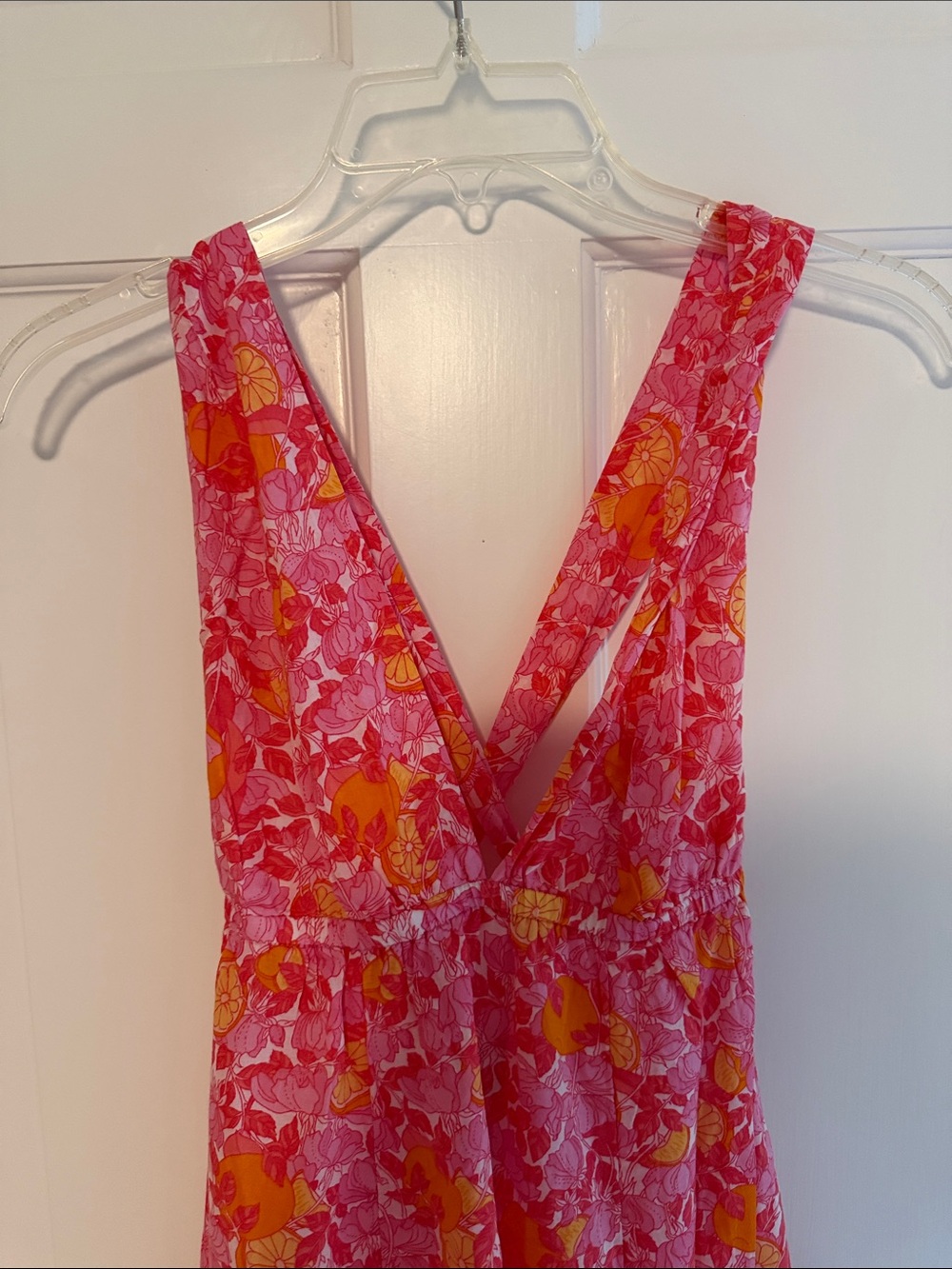 NWT J. Crew Pink and Orange Floral V-Neck Maxi Dress - Picture 2 of 5